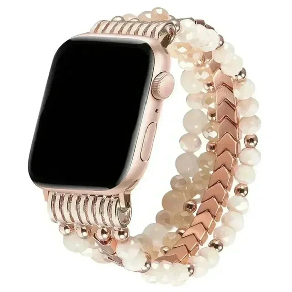 Rose Golden Crystal Beaded Watch Band - Picture 1 of 6